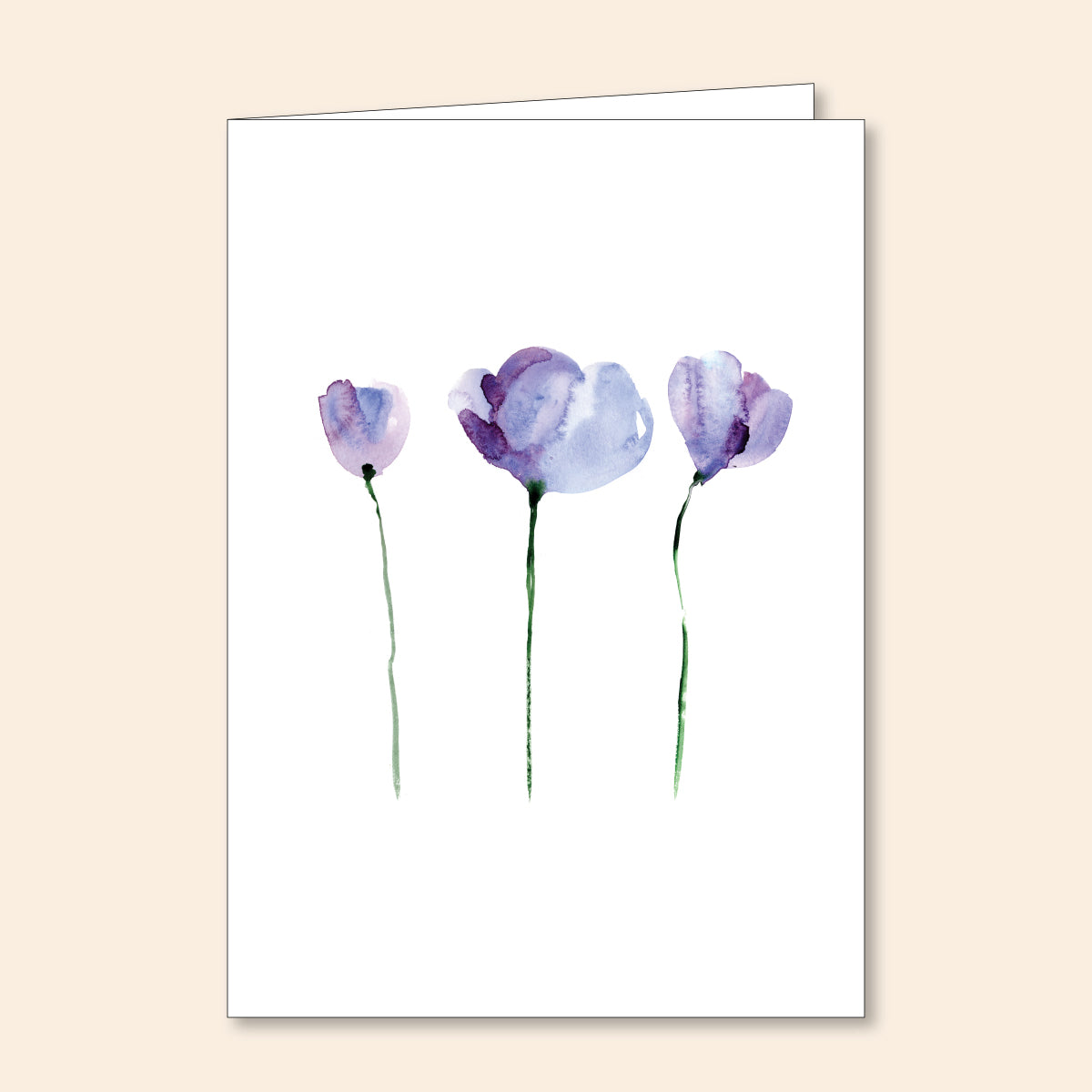 Set of 6 Note Cards 3 Blue Watercolour Flowers