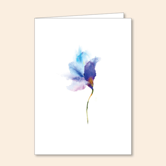 Set of 6 Note Cards Blue Watercolour Flower