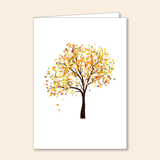 Set of 6 Note Cards Tree With Falling Leaves