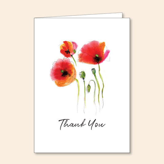 Set of 6 Thank You Cards Watercolour Sketch