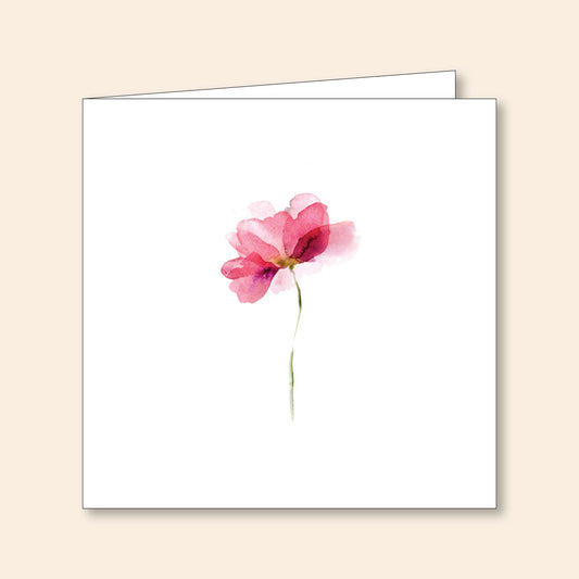 Note Card Set Pink Watercolour Flower