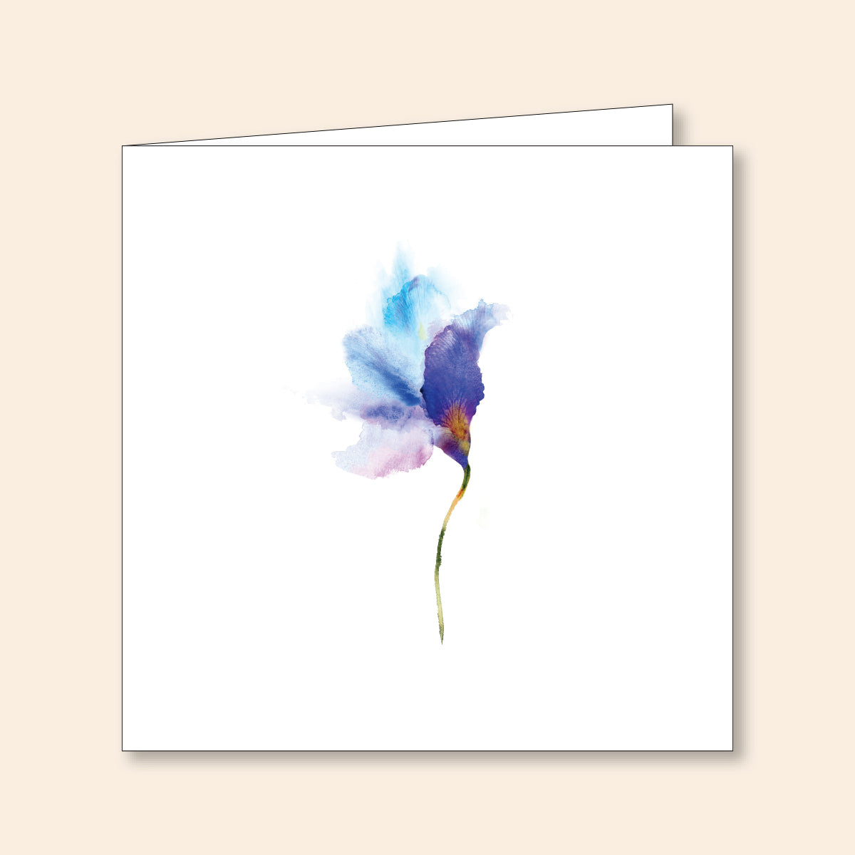 Set of 6 Note Cards Blue Watercolour Flower