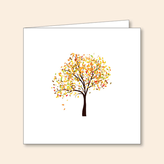 Note Card Set Tree With Falling Leaves