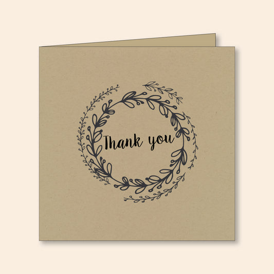 Set of 6 Thank You Cards Laurel Wreath 100% Recycled
